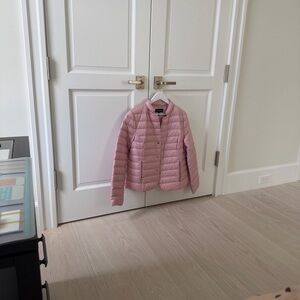 Escada Soft Pink Quilted Collarless Puffer Jacket